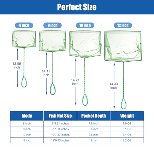 Aquarium Fish Net Small Betta Fish Tank Cleaning Net Sludge Food Residue Wastes Skimmer with Soft Fine Mesh and Braided Matal Handle for Small Ponds and Pools(12 inch) - size: 12 inch