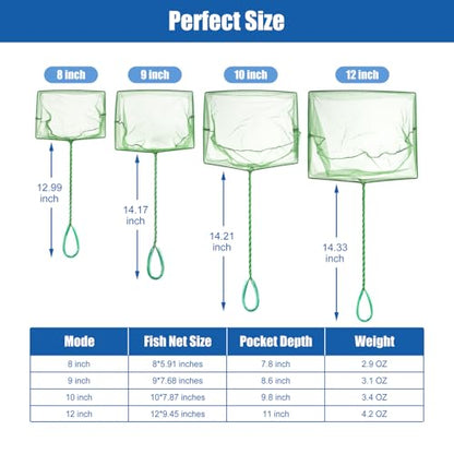 Aquarium Fish Net Small Betta Fish Tank Cleaning Net Sludge Food Residue Wastes Skimmer with Soft Fine Mesh and Braided Matal Handle for Small Ponds and Pools(12 inch) - size: 12 inch