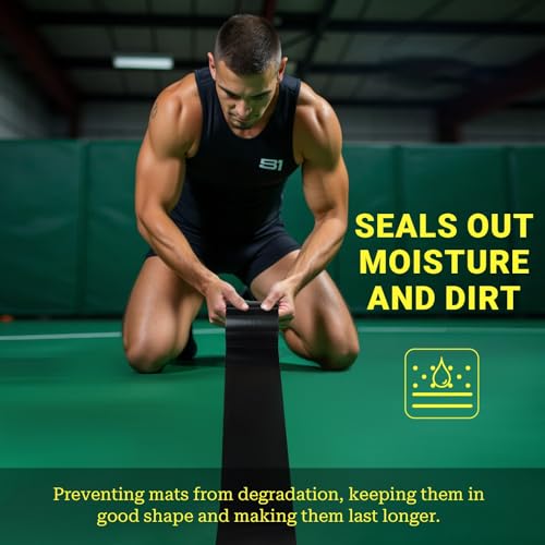 Wrestling Mat Tape 2 Rolls - Gym Mat Tape 4''x 66' Heavy Duty, Black, 7 Mil, Seam Tape for Wrestling Grappling Gymnastics Jiu Jitsu MMA (2)