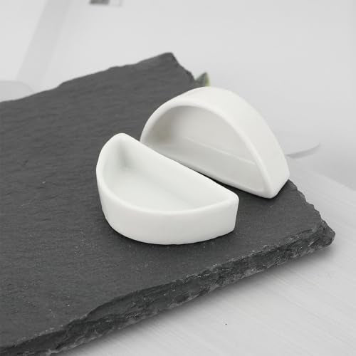 ECSiNG 6PCS Hermit Crab Mini Ceramic Dish 4.21x2x1.05cm Semicircle Shape Reptile Food Bowl for Spider Hermit Crab Tarantula Millipede White