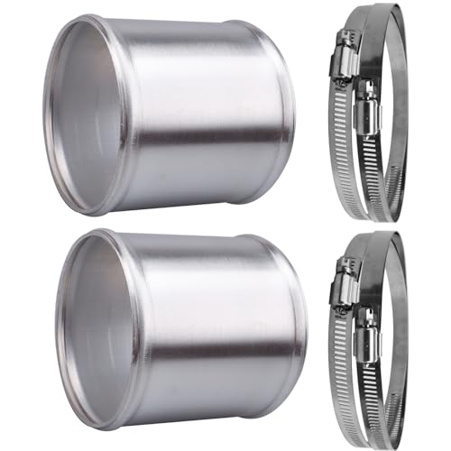AC PERFORMANCE 4" (102mm) OD Aluminum Alloy Hose Joiner Silicone Pipe Connector Bead, 4" Length with 304 SS Clamps, Pack of 2 - size: 4" (102mm) - 2PCS