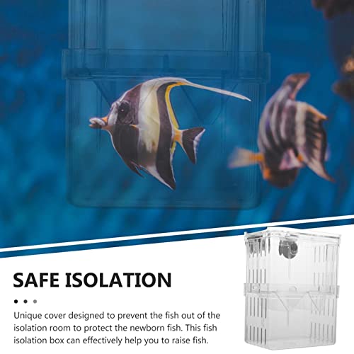 POPETPOP Fish Breeding Box - 2Pcs Plastic Aquarium Hatchery Incubator Box with Suction Cups for Fish & Shrimp