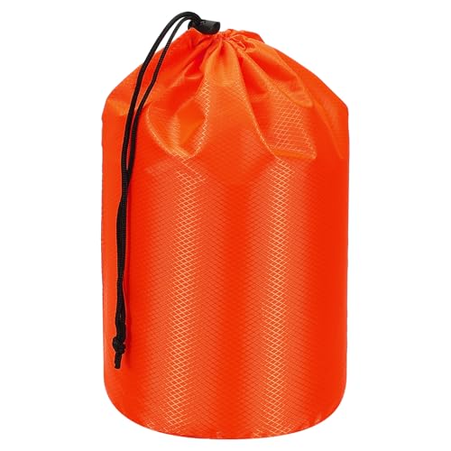 PATIKIL Stuff Sack, Waterproof Outdoor Storage Sack Portable Drawstring Dust Flap Bags Lightweight Sleeping Bag for Camping Hiking Backpacking - color: Orange, size: 6 x 12 Inch
