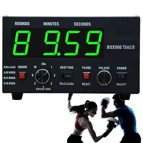 Portable Interval Timer with LED Display - Adjustable Sound, Customizable Training Time & Repetitions Professional Gym Timer for Boxing, MMA, and Kickboxing Workouts Green - color: Green