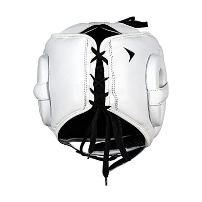 Vali Lancer Leather Face Saver Headgear for Training - color: White, size: Small-Medium