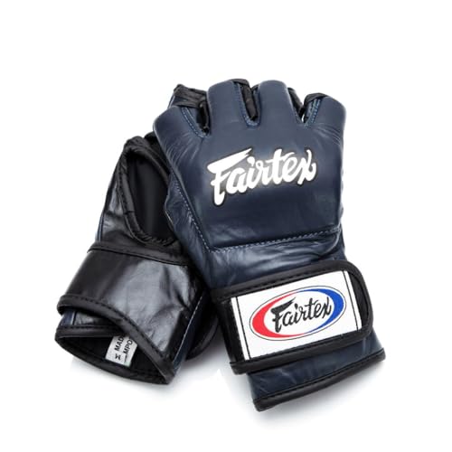 Fairtex FGV12 MMA Gloves, Official ONE Championship Leather Grappling Gear - color: Blue, size: X-Large