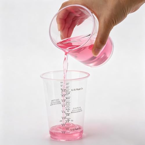 60 Pcs 8oz Epoxy Resin Mixing Cups, Disposable Clear Plastic Measuring Cups with 60 Pcs Wooden Stirring Sticks for Mixing Paint, Pigments, Resins