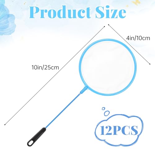 12 Pcs Aquarium Fish Net Cleaner Fish Tank Small Aquarium Nets Mini Cleaner Nets High Density Fishes Fine Tank Filter Net for All Fishes (Blue)