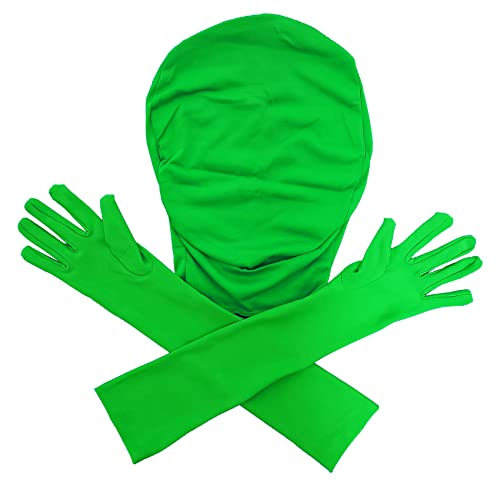 Chromakey Green Screen Gloves with Hood Invisible Effects Background for Green Screen Photography Photo Video (Tight x1Pair,Hood x1)