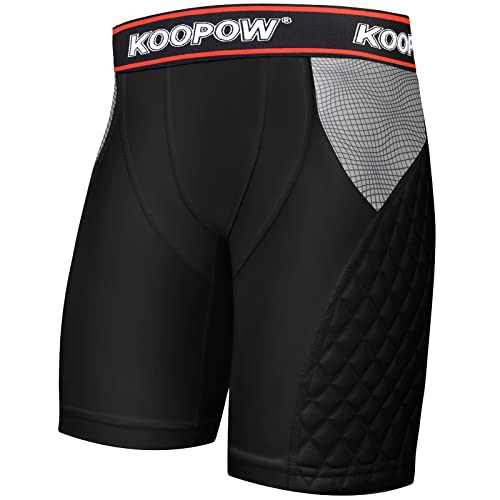 KOOPOW Men Adult Compression Padded Sliding Shorts Pants Baseball Slider - color: Black, size: X-Large