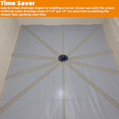 Shower Pitch Kit for Quick Install Sloped Shower Pan,Shower Slope Kit for Shower Floor Mortar Bed with Water Drainage Slope,Pre Sloped Shower Pan Kit with Center Ring and 10 Float Sticks System - style: 1PCS Center Ring + 10PCS Shower Pan Tapered Float St