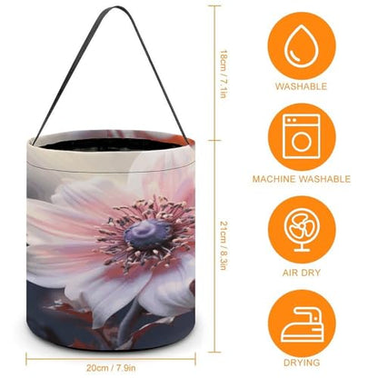Halloween Trick Or Treat Bags With Handles Collapsible Candy Bucket Reusable Flower Blossom Printed Goody Bucket For Holiday Party Gifts - color: Flower Blossom