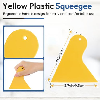rabbitgoo Window Tint Kit, Window Privacy Film Installation Tint Tools, 3 Pieces Easy to Apply Frosted Glass Stained Glass Privacy Film Application Kit Include Squeegee, Utility Knife, Spray Bottle - color: Yellow Squeegee