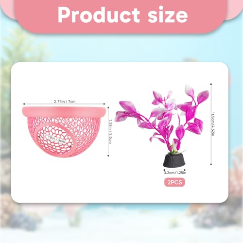 3 Pack Pink Fish Tank Decor Set, 1 Pcs Betta Hammock and 2 Pcs 4 Inch Artificial Aquarium Plants, Aquarium Accessories for Betta Fish, Shrimp and Small Fish, Ideal for Aquatic Pet Habitat