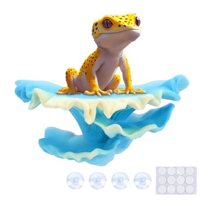 Mushroom Decor for Reptile Tank, Fish Tank, Pet-Safe Bearded Dragon Tank Accessories, Realistic Terrarium Plants for Leopard Geckos, Crested Geckos, Tree Frogs, Snakes (Lagoon, Shelf Cap)