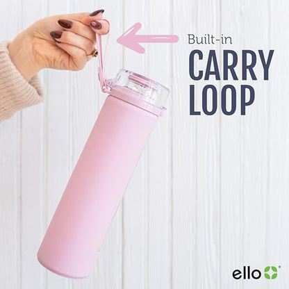 Ello Syndicate 20oz Glass Water Bottle with Flip Lid and Sleeve, Sand, 20 Ounces (Pack of 6) - color: Sand, size: 20 Ounces (Pack of 6)