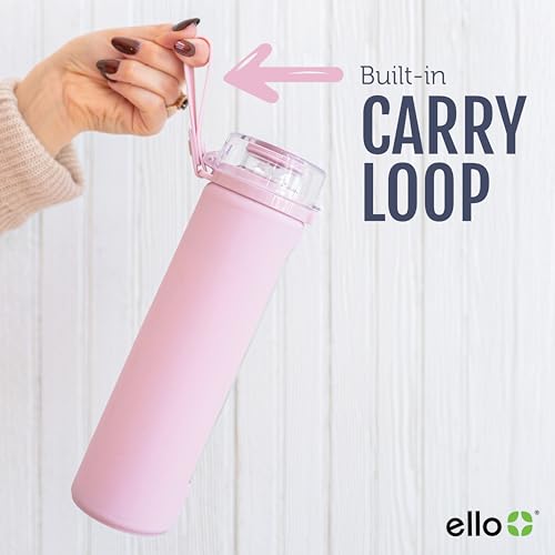 Ello Syndicate 20oz Glass Water Bottle with Flip Lid and Sleeve, Tech Blue - color: Tech Blue, size: 20 Ounces