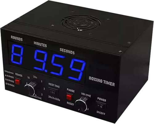 Classic Boxing Interval Timer with LED Display, 1-12 Rounds, Adjustable Buzzer, 30 Sec to 10 Min Workouts, 0/30/60 Sec Rest, Perfect for Fitness Training - color: Blue