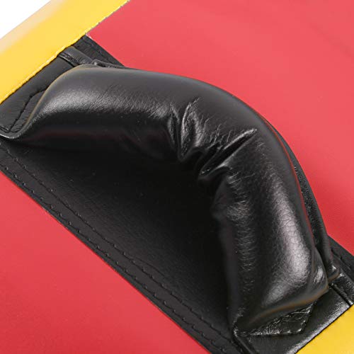 Taekwondo Block Target, Kickboxing Training Equipment, Curved Kick Pad with High - Density Sponge and PU Leather for Adults and Kids, Ergonomic Hand Guard for Martial - color: Red Yellow