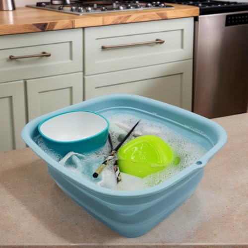 SAMMART 7.7L (2 Gallon) Collapsible Tub - Foldable Dish Tub - Portable Washing Basin - Space Saving Plastic Washtub (Sea Angel, S) - color: Sea Angel, size: Small