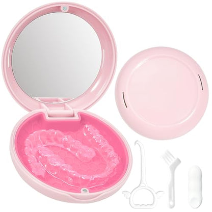 Orthodontic Retainer Case Aligner Mouth Guard Storage Box,Opaque Pink - color: Opaque Pink