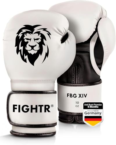 FIGHTR® Boxing Gloves - Pro Training Sparring Gloves - color: White / Black, size: 16 oz