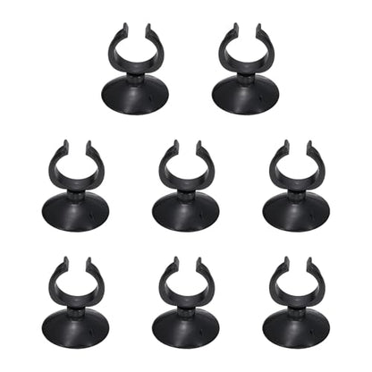 Aquarium Suction Cups, Fish Tank Suction Cups Clips Airline Tube Holders Clamps (Plastic, 8Pcs, Black) for 1.1" Fish Tank Airline Tubing Binding Moss Shrimp Nest, 28x45MM