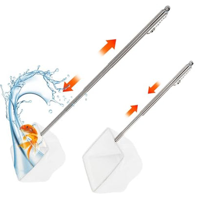 Aquarium Fish Tank Net - Fish Catching Net, Expandable Goldfishh Net | Fish Aquariums Nets with Adjustable Long Handle, Small Aquarium Net, Pond Shrimp Aquarium Net for Fiish Small Pond and Pool - size: small-square