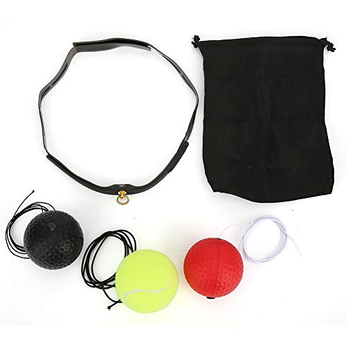 Boxing Ball Set, Adjustable Speed Reaction Training for Home Gym Gel Black Red Green 3 Balls 1 Headband 1 Bag