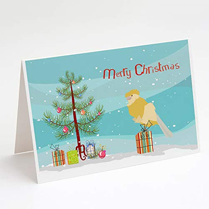 Caroline's Treasures CK4479GCA7P French Curly Canary Merry Christmas Greeting Cards and Envelopes Pack of 8 Blank Cards with Envelopes Whimsical A7 Size 5x7 Blank Note Cards - style: Birds - French Curly
