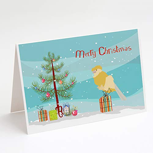 Caroline's Treasures CK4479GCA7P French Curly Canary Merry Christmas Greeting Cards and Envelopes Pack of 8 Blank Cards with Envelopes Whimsical A7 Size 5x7 Blank Note Cards - style: Birds - French Curly