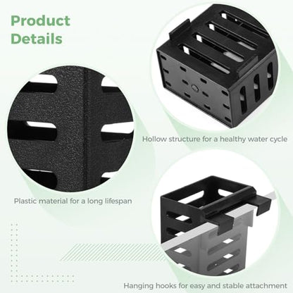 10PCS Aquarium Plant Holder with Hooks, Hanging Rimmed Tank Plant Pot Aquarium Planters Cups, Upgraded Aquatic Planter Cups for Fish Tank Aquaponic Planter and Aquascape Decorations (10)