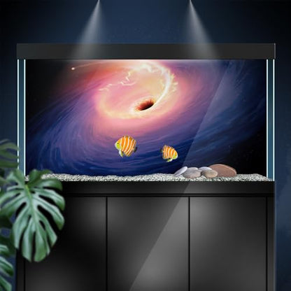 Aquarium Background Stickers - Cosmic Swirl, Black Hole - Fish Tank Reptile Terrarium Decor Poster (60 x 40 cm / (23.6 x 15.7 inches))