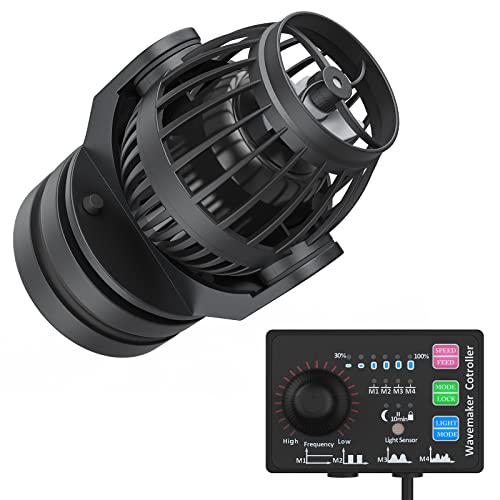 Uniclife Aquarium Wave Maker for 30-60 Gallon Fish Tanks 1058 GPH Adjustable Circulation Pump with Controller and Strong Magnetic Suction Base Submersible Power Head for Fresh and Salty Water - size: 30-60 Gallon