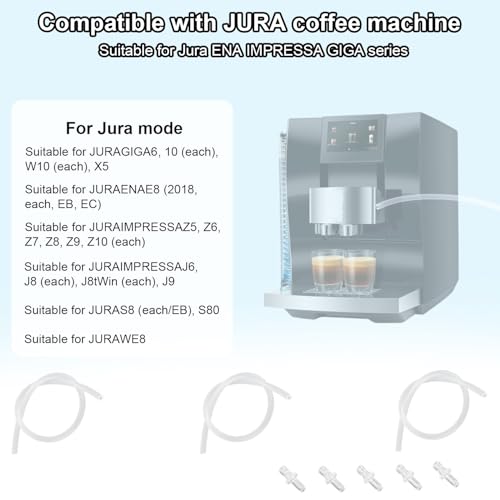 3pcs Milk Tubes Hoses, with 6 Connectors 1 Brush Silicone Milk Container Pipe Replacement Accessories Compatible with Jura ENA E8 GIGA 6 10 W10 Z5 Z6 Z7 Z8 Z9 Z10 J6 J8 J9 S80 WE8 Coffee Machine
