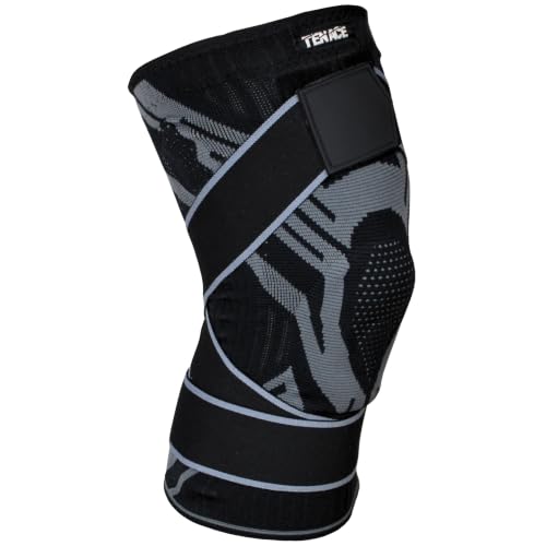 Tenace BJJ Knee Brace – Compression Knee Pad with Side Stabilizers & Gel Pad for Grappling, Jiu Jitsu, MMA, Wrestling, Judo & Muay Thai (1, Black, XX-Large) - color: Black, size: XX-Large