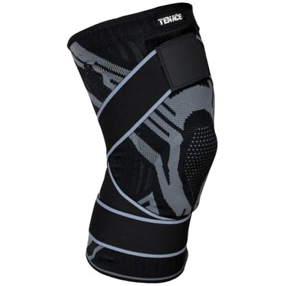 Tenace BJJ Knee Brace – Compression Knee Pad with Side Stabilizers & Gel Pad for Grappling, Jiu Jitsu, MMA, Wrestling, Judo & Muay Thai (1, Black, XX-Large) - color: Black, size: XX-Large