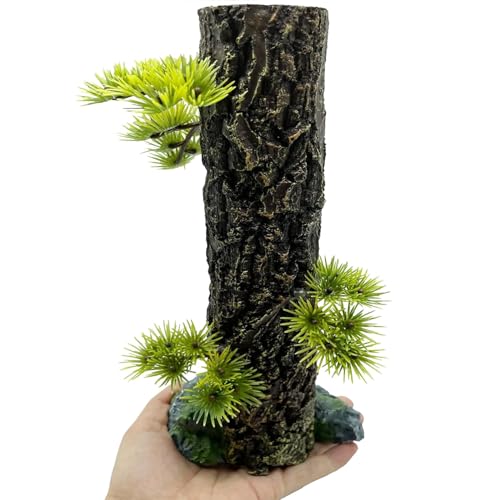 Fish Tank Tree Trunk Tall Decoration 10.6'' Aquarium Tree Stump Freshwater Saltwater Terrarium Ornament for Goldfish Betta Fish Shrimp Reptile