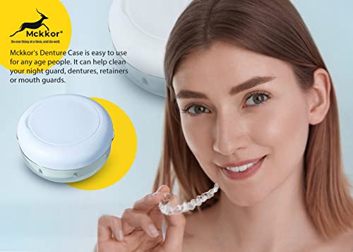 Denture cup, Definitely No-Leak Denture Bath Box for Traveling Perfectly, Denture Cup with Strainer & Mirror(White) - color: White