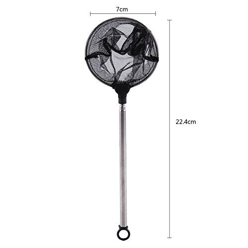TOPINCN Fishing Landing Net, Round, Triangle (Optional), Compact, Adjustable, Telescopic Folding Handle, Stainless Steel, Approx. 16cm - 44cm, Ideal for Aquarium Fishbowl Fishes Shrimps - color: Round