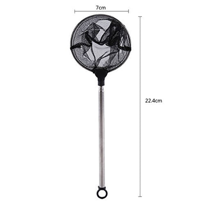 TOPINCN Fishing Landing Net, Round, Triangle (Optional), Compact, Adjustable, Telescopic Folding Handle, Stainless Steel, Approx. 16cm - 44cm, Ideal for Aquarium Fishbowl Fishes Shrimps - color: Round