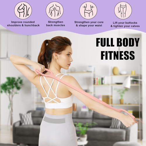 Figure 8 Resistance Bands with Handles,Silicone Exercise Band Set | Upgraded 8-Shaped Stretch Bands for Women Home Working Out Arms Back Legs Pilates Yoga Physical Therapy Multi Packs - color: 2Pcs Pink 15Lb & Purple 25Lb
