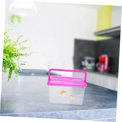 SUPVOX 4Pcs Mini Transparent Fish Tank with Handle Portable Pet Carrier for Small Fish Turtles Lizards Hamsters Lid Aquarium Breeding Box for Home Office Decor