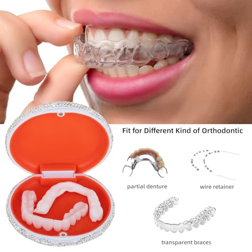 Retainer Case Cute Mouse Guard Case Slim Aligner Case Compatible with Invisalign Bling Night Guard Case Orthodontic Retainer Box Magnetic Denture Holder (Black) - color: black