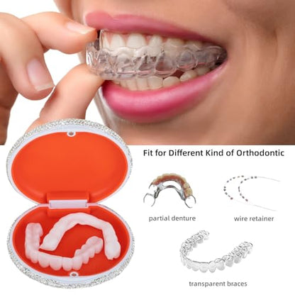 Retainer Case Cute Mouse Guard Case Slim Aligner Case Compatible with Invisalign Bling Night Guard Case Orthodontic Retainer Box Magnetic Denture Holder (Black) - color: black