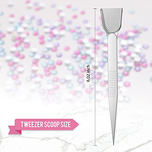Honoson 5 Pcs Bead Scoop Set Craft Jewelry Bead Diamond Scoop Set Diamond Tweezer with Scoops and Mini Shovel Handy for Pearls Gemstones Rhinestones Pick up Sorting Tools Supplies