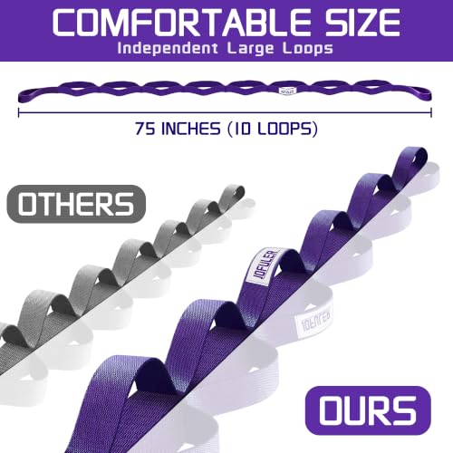 Stretching Strap for Physical Therapy and Home Rehab, 10 Loops - color: Purple