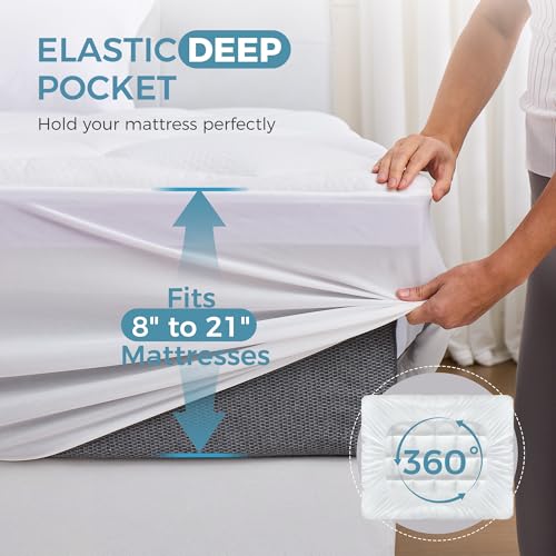 4 Inch Dual Layer Mattress Topper Full Size, 2 Inch Cooling Gel Memory Foam and 2 Inch Soft Pillow Top Pad Cover, Mattress Pad for Back Pain Relief