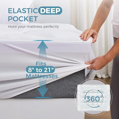 4 Inch Dual Layer Mattress Topper Full Size, 2 Inch Cooling Gel Memory Foam and 2 Inch Soft Pillow Top Pad Cover, Mattress Pad for Back Pain Relief