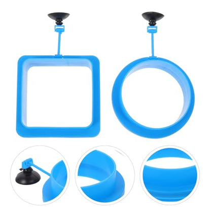 3pcs Aquarium Fish Feeding Rings Set Floating Plastic Fish Feeder Circles for Small Tanks Anti-Diffusion Blue Aquarium Accessories for Tank Feeding